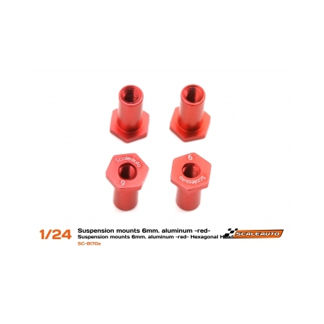 Casquillos sujección H 6mm Aluminio Rojo Scaleauto (4)